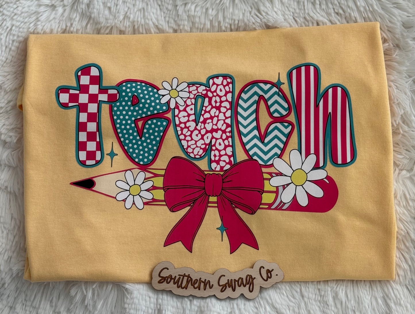 Teach Pencil Bow Tee